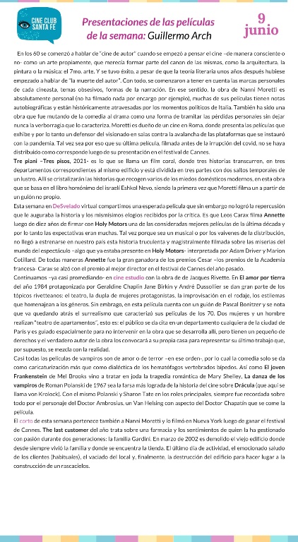 cine club 9 de junio 2022